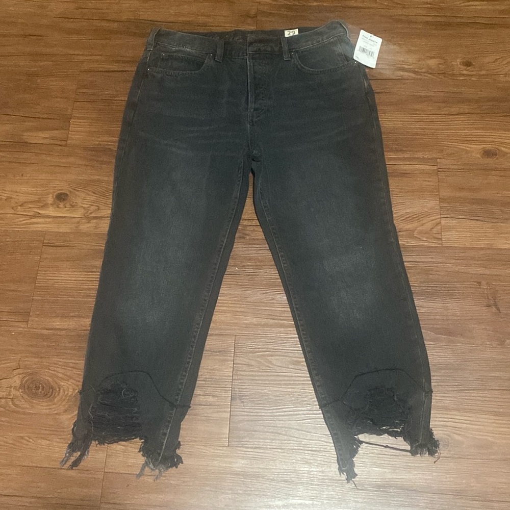 NWT Free People jeans straight leg size 29 RUGGED BLACK